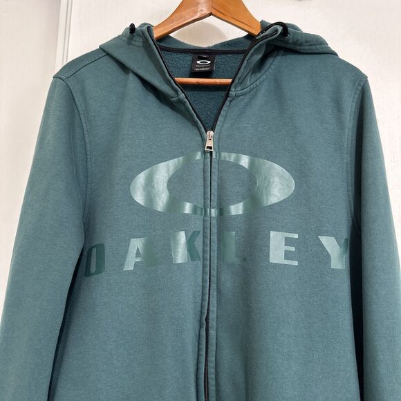 Oakley Sweater Mens Hoodie Sz X-Large Performance Fit Full Zip Sweatshirt Green - Picture 9 of 10